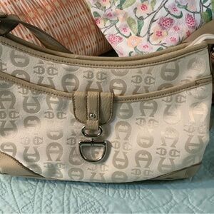 Etienne Aigner Monogram Beige Shoulder Bag